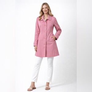 GAP Pink Single-Breasted A-Line Trench Coat